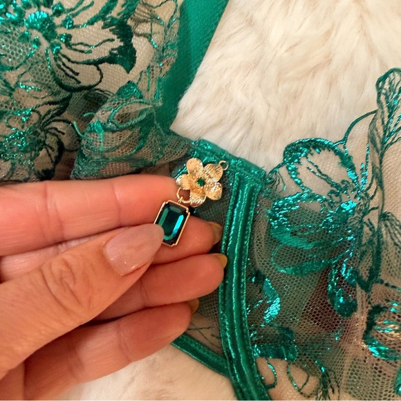 NWT Honey Birdette Willow Underwire plunge bra in Emerald size 38DDD - Picture 9 of 14